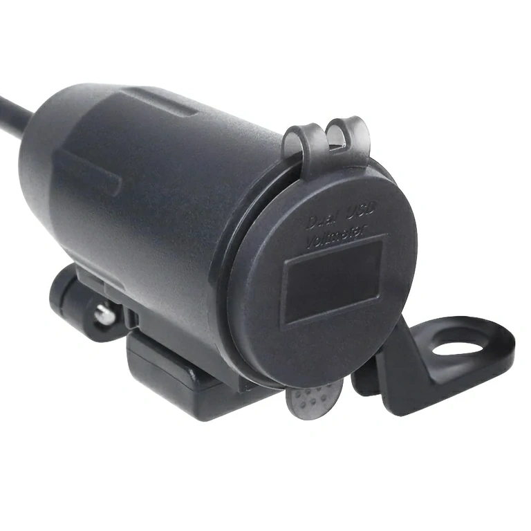 Caricatore moto con supporto per montaggio su specchietto