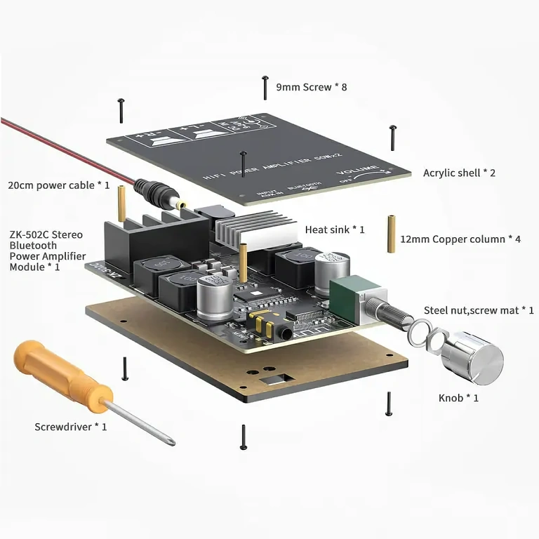Scheda stereo audio Bluetooth DIY con TPA3116D2, 100W totali
