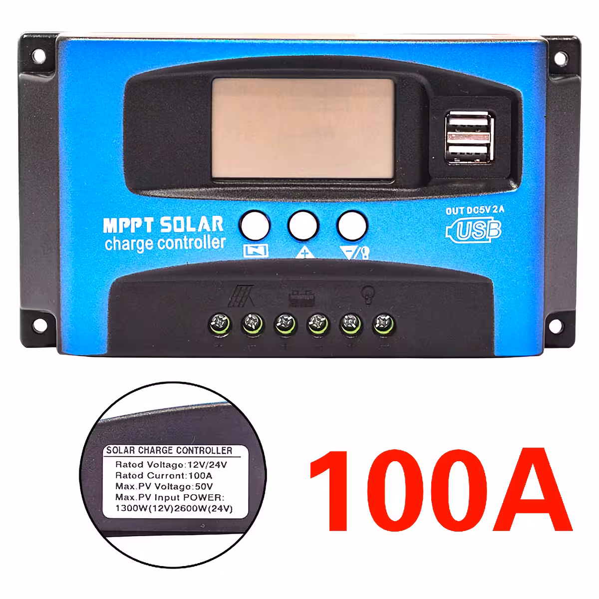 Regolatore di carica solare con controllo tensione e protezione automatica