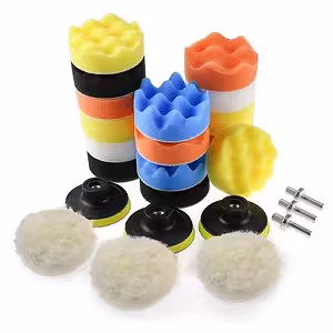 Kit lucidatura auto con platorelli 75mm e spugne 80mm – Adattatori per trapano inclusi