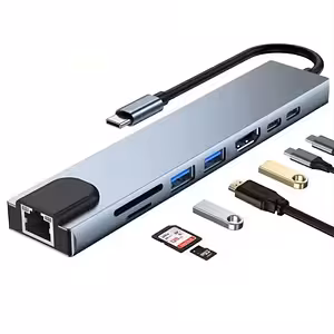 Hub USB-C 8 in 1 con HDMI 4K, RJ45, USB 3.0 e Power Delivery per MacBook, Dell, Lenovo
