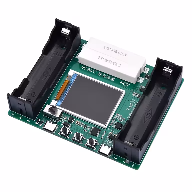 Tester batterie 18650 con display a colori – Carica e scarica automatica, USB Type-C