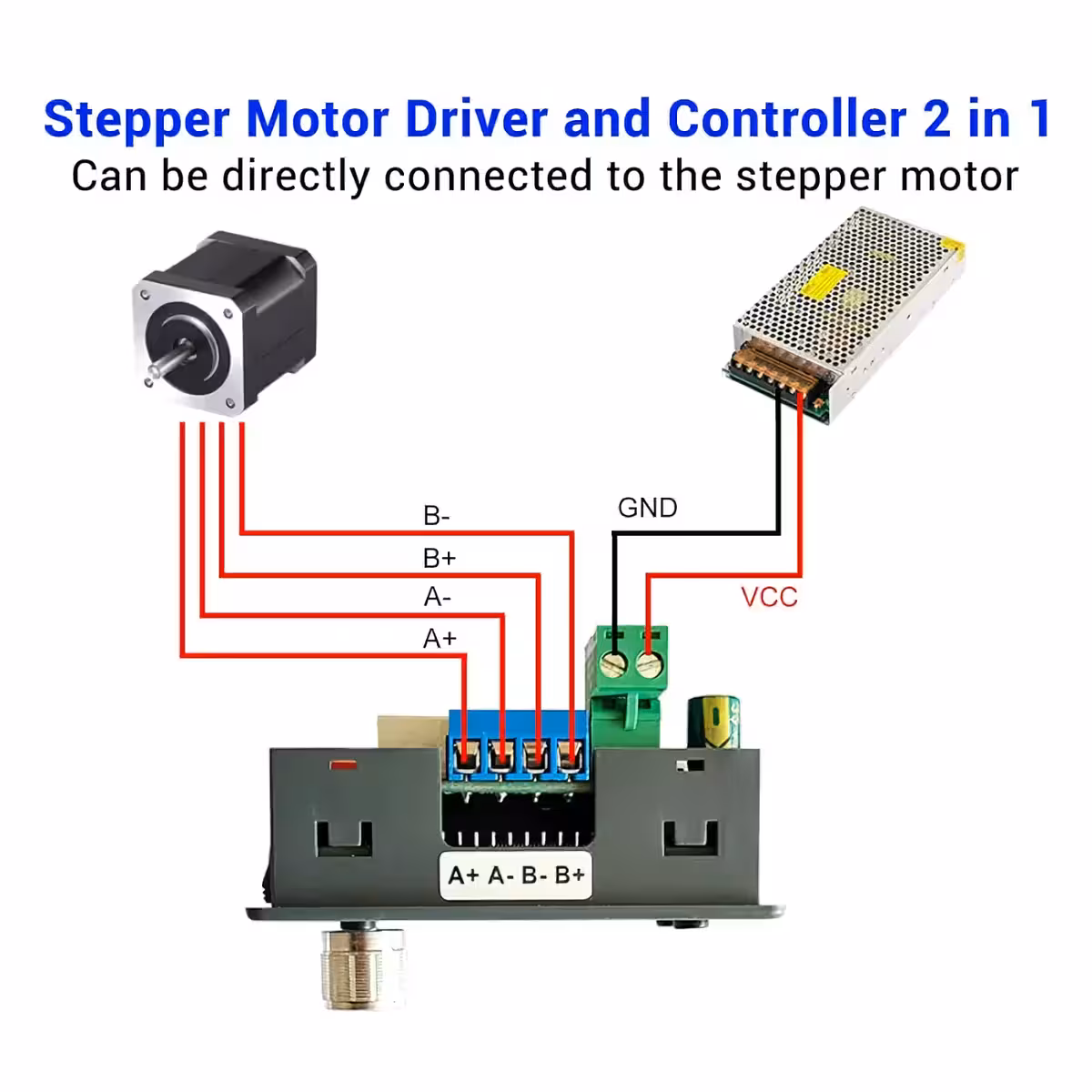 Diagramma elettrico di collegamento per modulo stepper