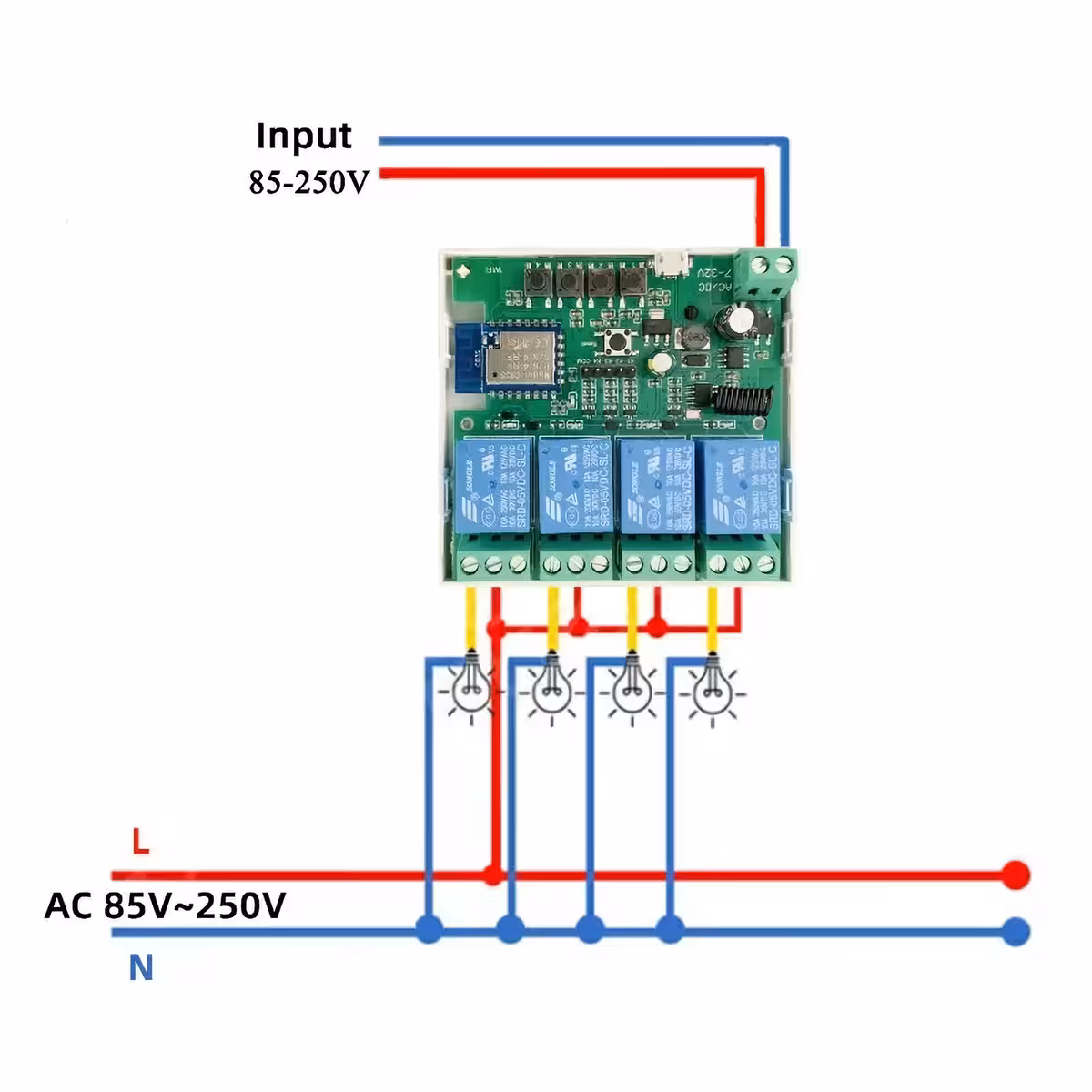 Esempio di collegamento dell’interruttore smart Tuya agli impianti di illuminazione