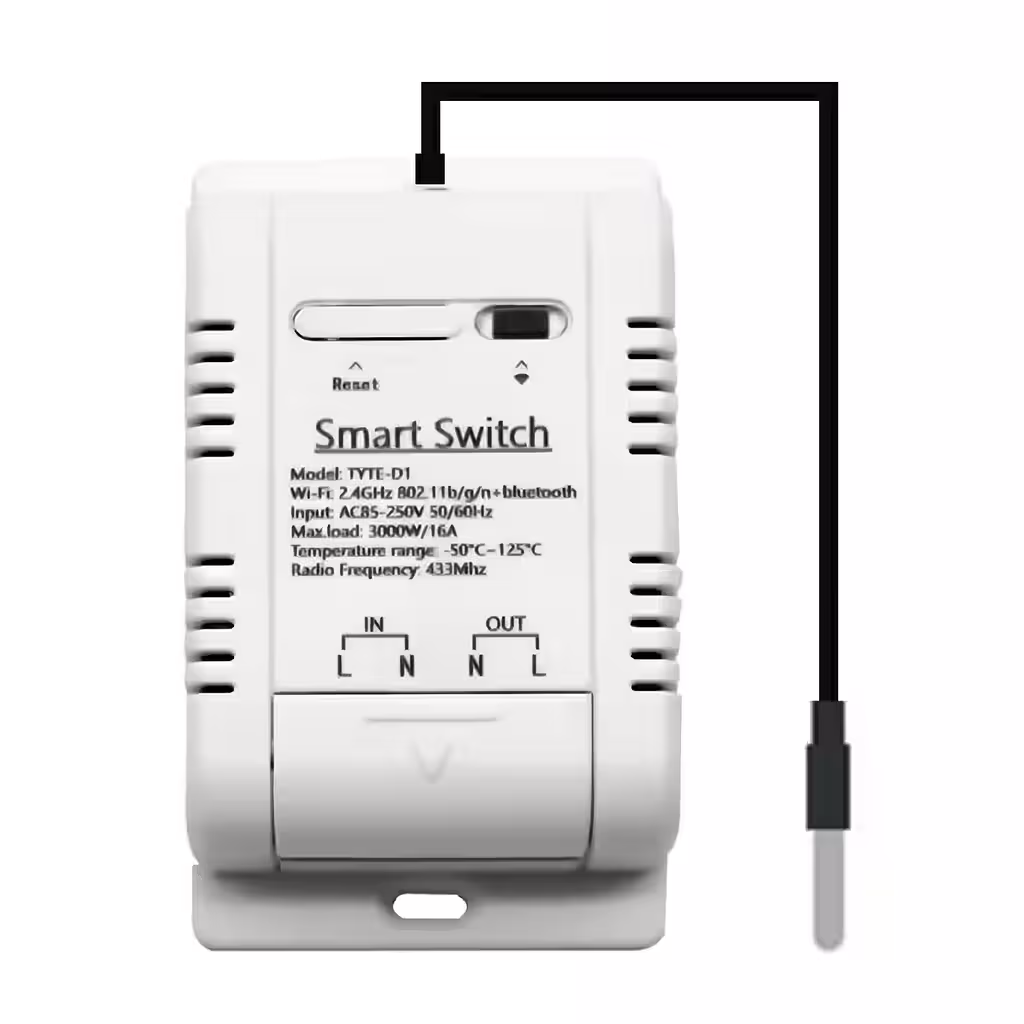 Termostato intelligente WiFi con sonda temperatura DS18B20 – Controllo automatico Tuya Smart 220V 16A
