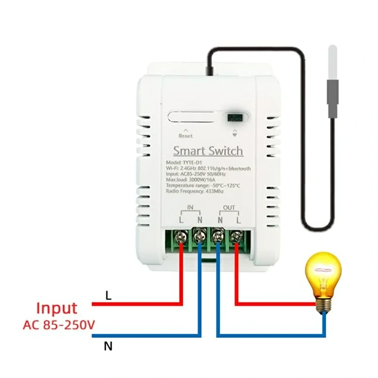 Schema connessioni termostato WiFi Smart Schema connessioni per termostato wireless con sensore temperatura