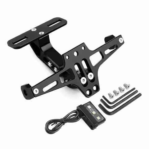 Supporto Targa Moto Ribaltabile con LED, Universale Sportivo