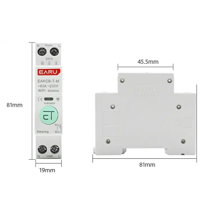 Vista laterale del contatore elettrico con protezione dei terminali