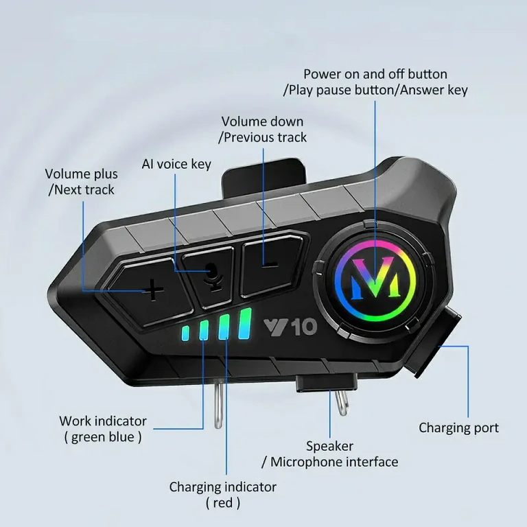 Pulsante attivazione assistente vocale su intercom casco moto