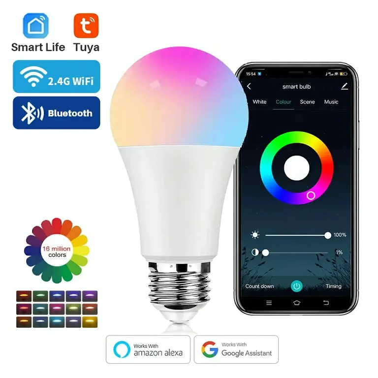 Lampadina LED smart con WiFi e controllo vocale Lampadina LED con WiFi e controllo vocale compatibile Alexa e Google Home
