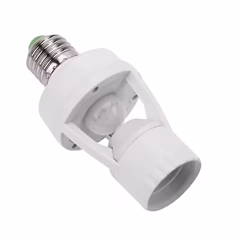 Portalampada E27 con Sensore PIR di Movimento e Crepuscolare – Rilevamento 360°, Timer Regolabile