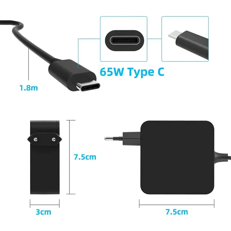 Caricabatterie USB-C compatibile Dell, Lenovo Caricatore laptop USB-C per Dell, Lenovo, Asus, HP