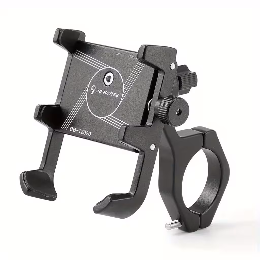 Supporto Telefono Regolabile per Moto, Bici, Monopattino Elettrico e ATV – Alluminio Nero