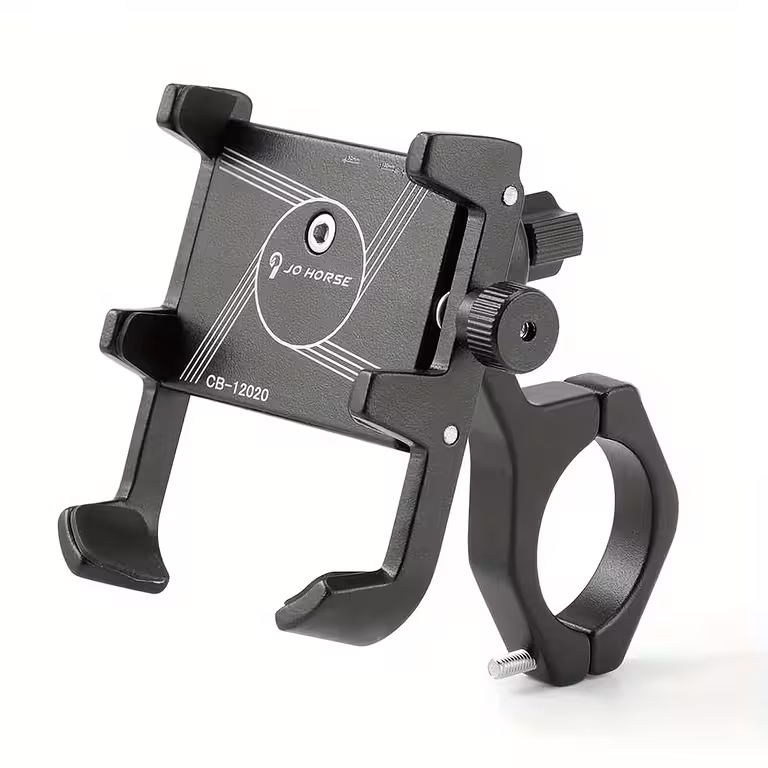 Supporto Telefono Regolabile per Moto, Bici, Monopattino Elettrico e ATV – Alluminio Nero