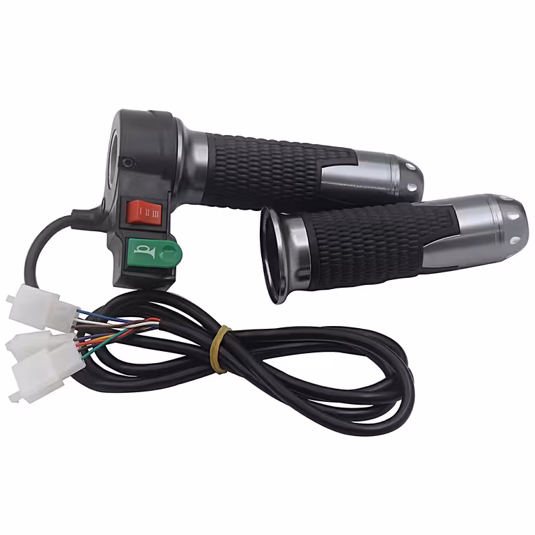 Manopola Acceleratore per Scooter e Bicicletta Elettrica 12V-72V con Pulsante Clacson e Livelli di Velocità