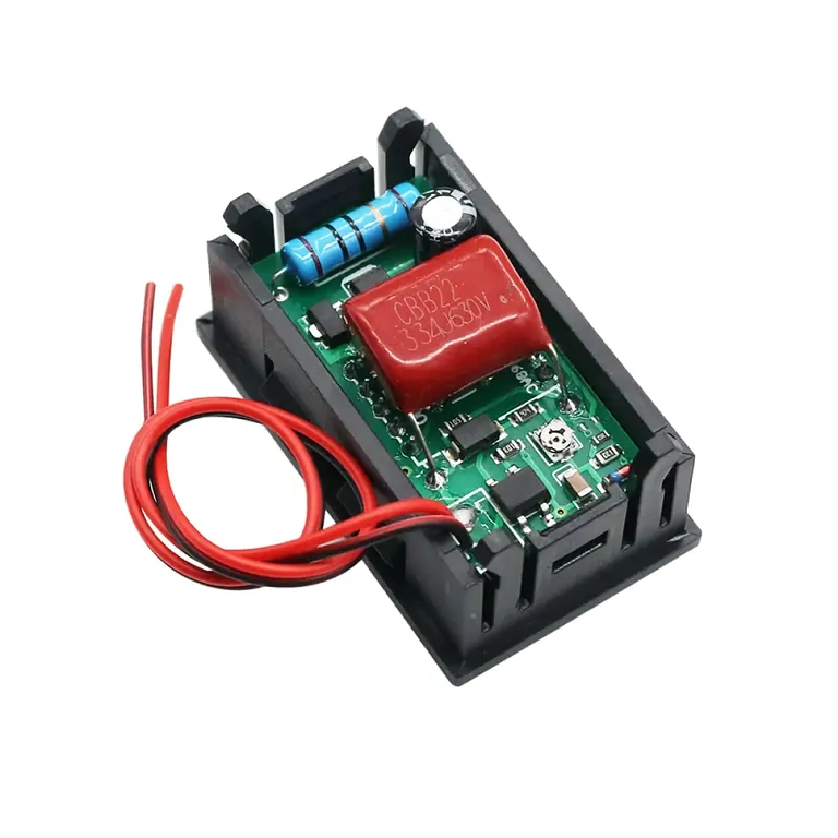 Vista posteriore componenti elettronici voltmetro digitale