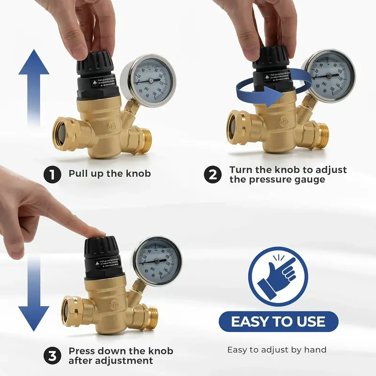 Regolatore di pressione acqua ad alta precisione Regolatore con regolazione fine della pressione, fino a 160 PSI