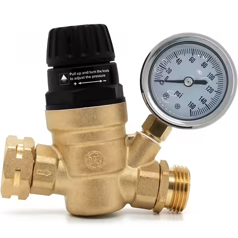 Regolatore / Riduttore Pressione Acqua 3/4″ con Manometro – Limitatore per Irrigazione, Autoclave, Pompa, Boiler, Camper
