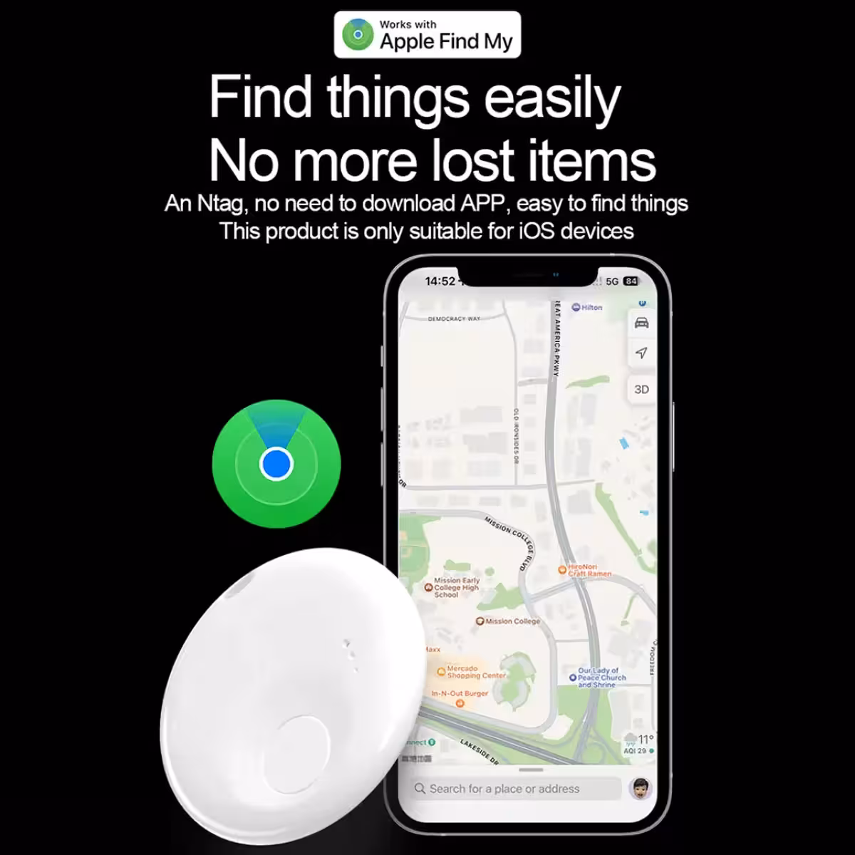 Dispositivo GPS che utilizza la rete Find My per la localizzazione
