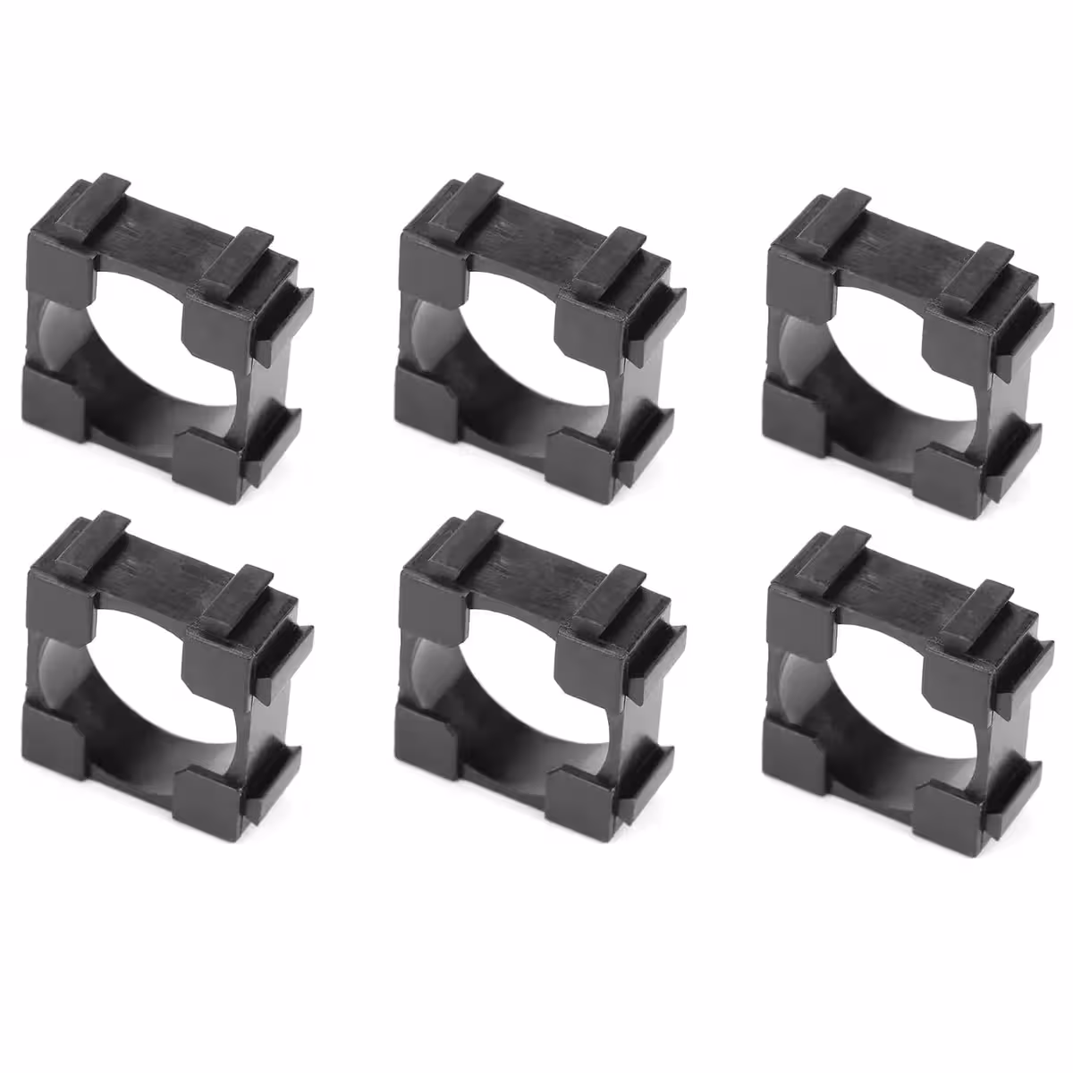 Sei supporti modulari 18650 disposti per assemblaggio rapido