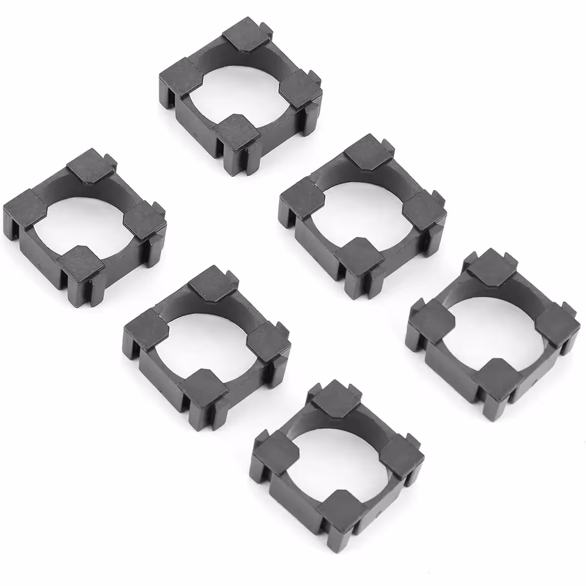 Sei supporti modulari per celle Li-ion 18650, set in plastica resistente