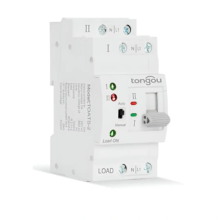 Dispositivo ATS fotografato da angolo retto, per prospettiva laterale