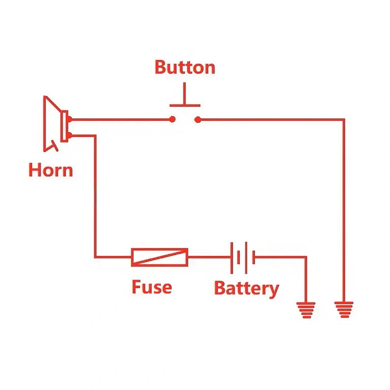 Diagramma elettrico per collegamento clacson 36V, 48V o 60V