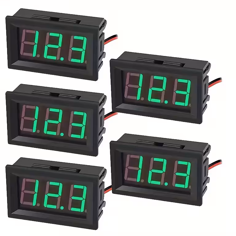 Set 5 Pezzi Voltmetro Digitale da Pannello 5V–120V DC