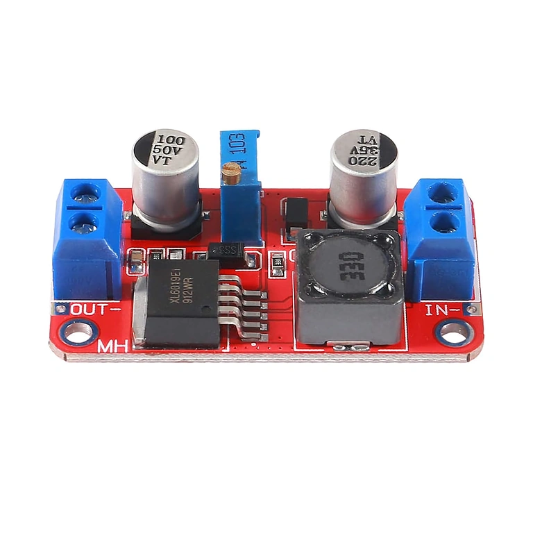 Modulo XL6019 DC-DC Boost Converter – vista laterale Vista laterale del modulo XL6019, per osservare dimensioni e struttura