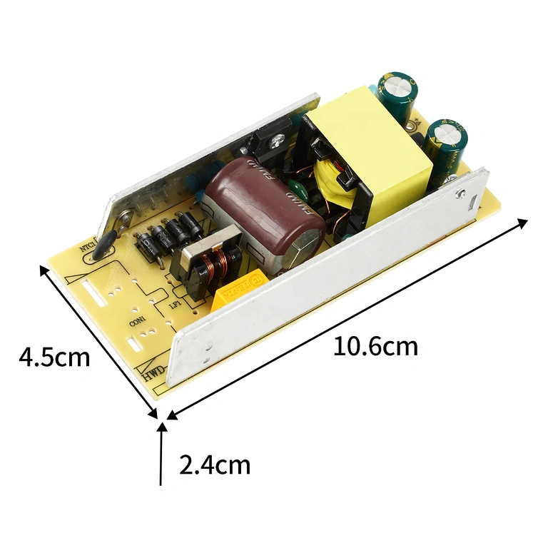 Alimentatore compatto 12V 5A, ideale per spazi piccoli