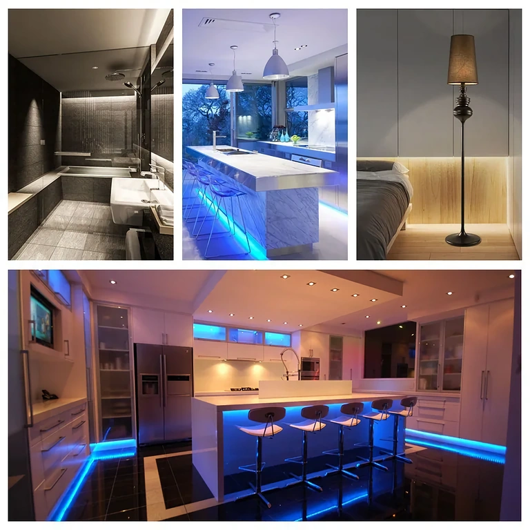 Immagine striscia LED monocromatica 5V 12V 24V accesa e controllata tramite dimmer 30A