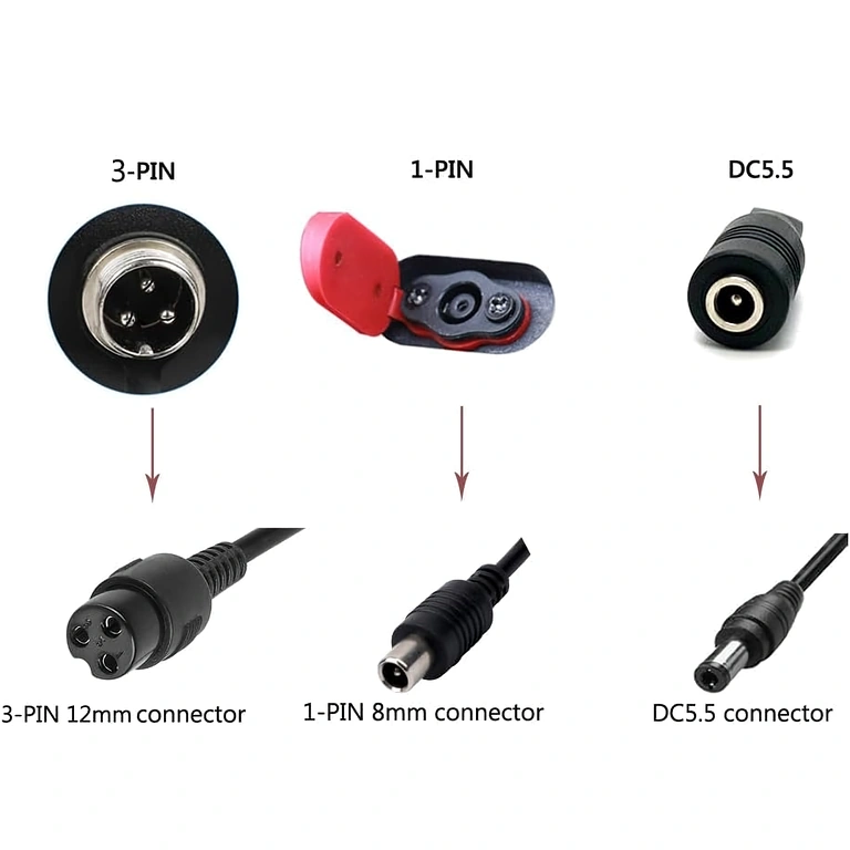 Caricatore con presa coassiale 8mm Caricabatterie 36V–42V 3A per monopattini Xiaomi e Segway-Ninebot, presa coassiale 8mm
