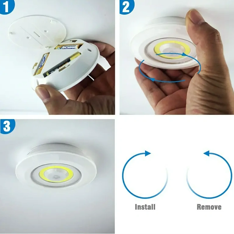 Montaggio con nastro adesivo Faretti LED con nastro adesivo incluso per fissaggio su muro o mobili