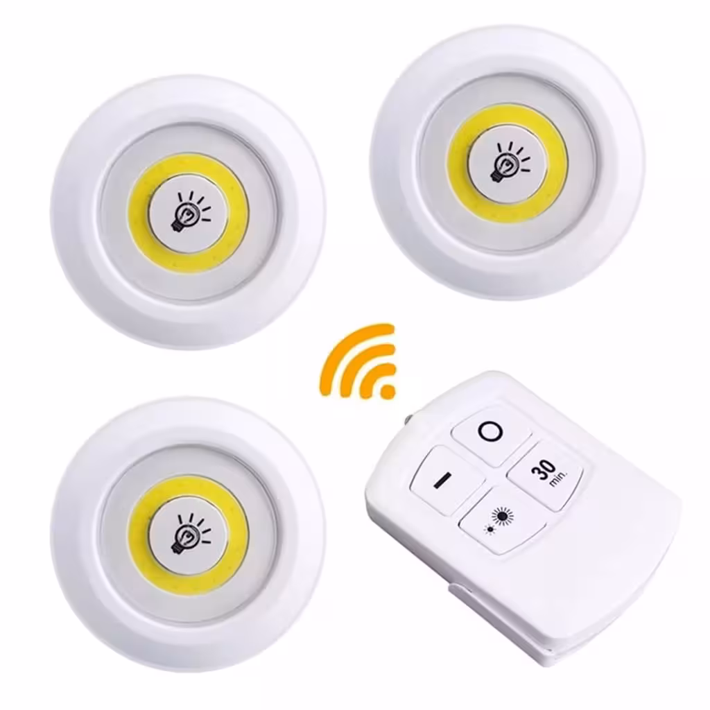 Set 3 faretti LED con telecomando – lampade a batteria per illuminazione interna