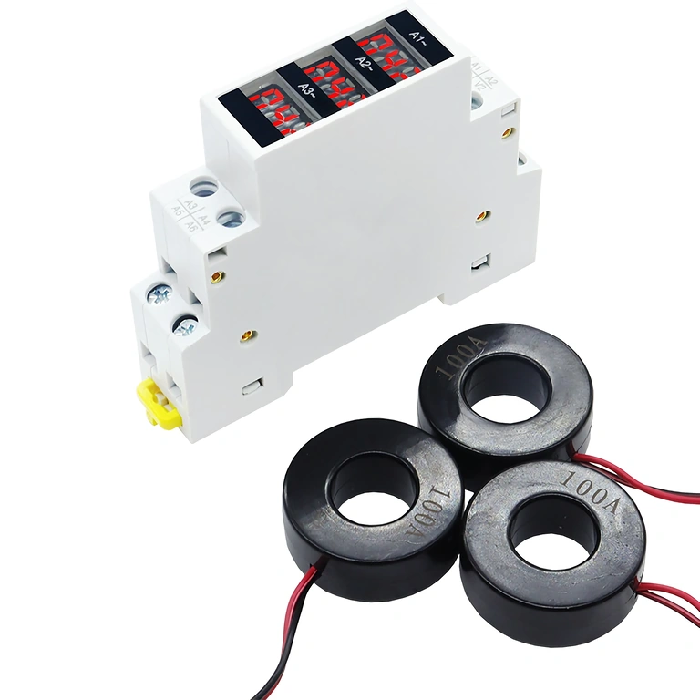 Misurazione precisa corrente 1-100A con amperometro trifase digitale