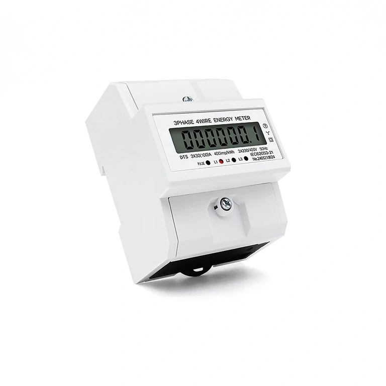 Vista laterale contatore digitale trifase montato in pannello