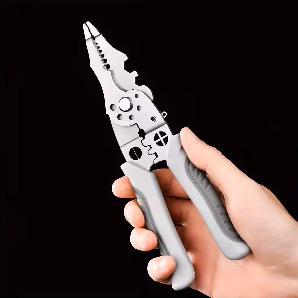 Pinza Multifunzione per Elettricista – Taglio, Spellatura, Scorticamento e Crimpatura 6-in-1