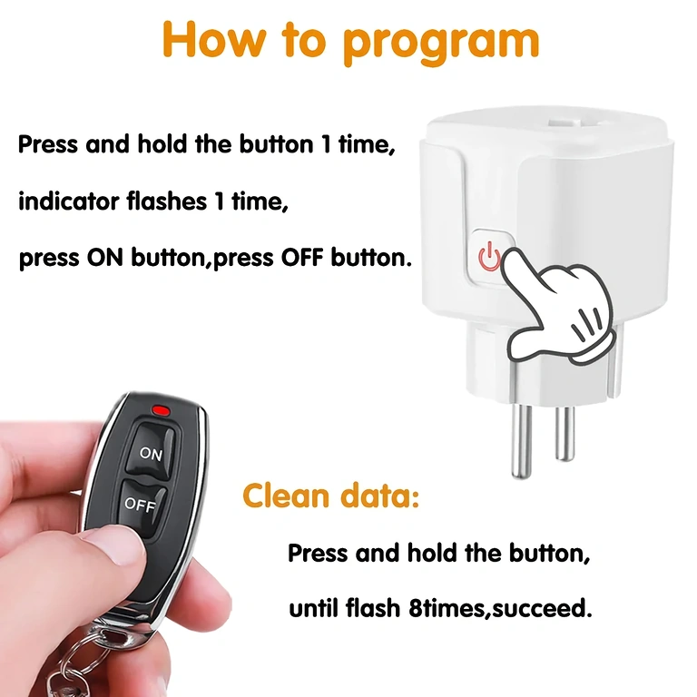 Presa con telecomando RF433 facile da installare, plug & play