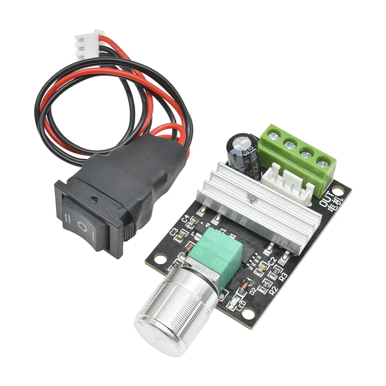 Controller motore DC 6–24V 3A PWM – vista frontale