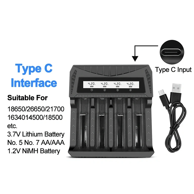 Caricatore compatibile con diversi tipi di batterie