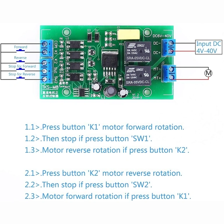 Diagramma collegamento controller avanti/indietro