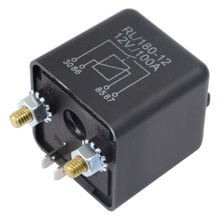 Relè auto 12V 100A, vista laterale della scocca compatta