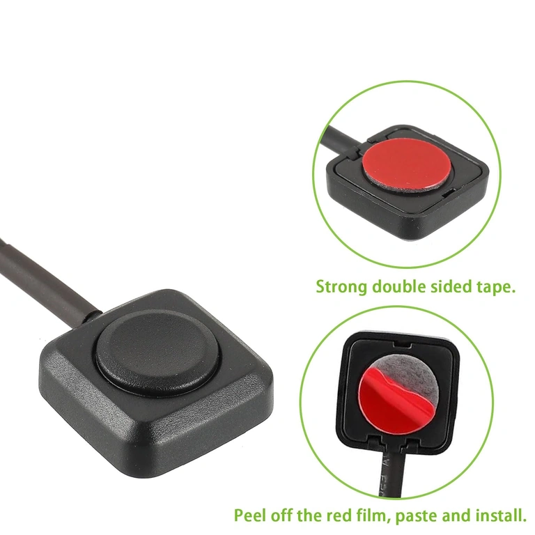 Retro pulsante mini con nastro biadesivo per montaggio