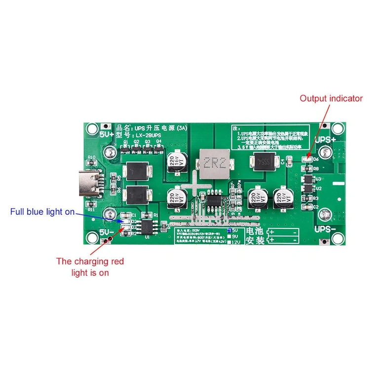 LED bicolore rosso/verde per stato batteria e carica sul modulo UPS Mini