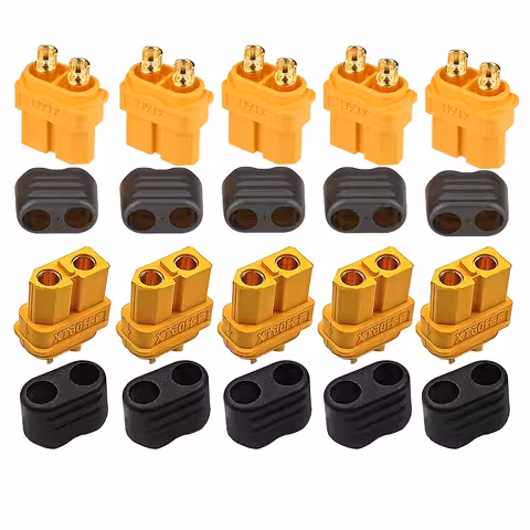 Connettore XT60 – Set 5 Pezzi Femmina + Maschio, Connettori per Batterie Li-Ion, LiPo e LiFePO₄