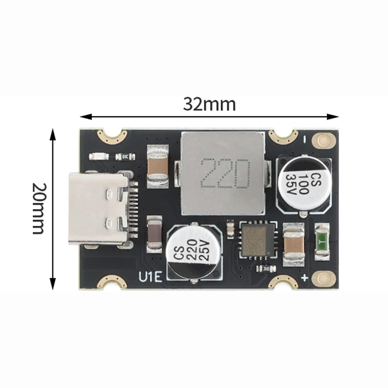 Dimensioni modulo USB-C PD 65W 20x20 mm