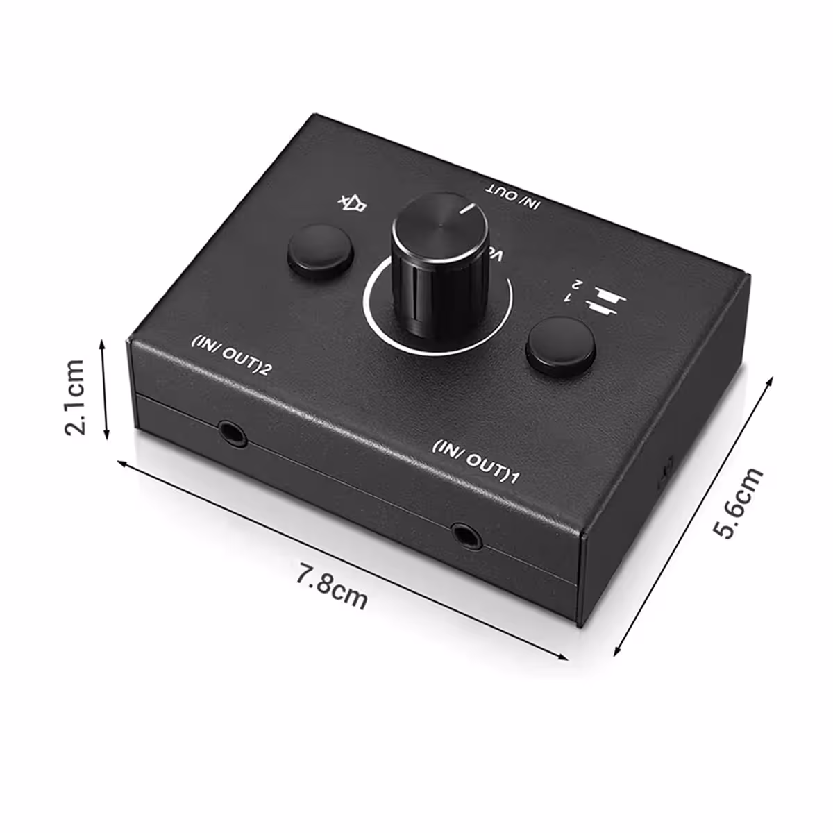 Vista interruttore audio stereo HiFi evidenziando design compatto e materiali durevoli