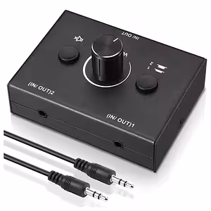 Interruttore Audio Stereo HiFi – Audio Switcher con Selettore Sorgenti, Segnale Altoparlanti e Splitter RCA/Jack 3,5 mm