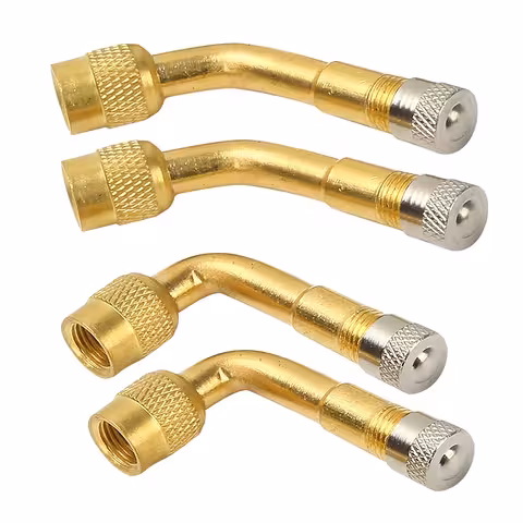 Set 4 Pezzi Prolungatore Valvola Auto Metallico 90° e 135° con Valvola – Compatibile Auto, Camion, Bicicletta e Monopattino Elettrico