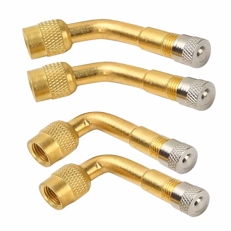 Set 4 Pezzi Prolungatore Valvola Auto Metallico 90° e 135° con Valvola – Compatibile Auto, Camion, Bicicletta e Monopattino Elettrico